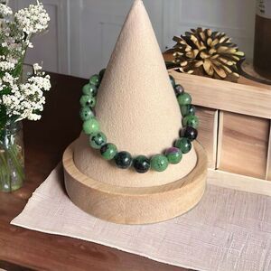 Ruby Zoisite Crystal Beaded‎ Stretch Bracelet